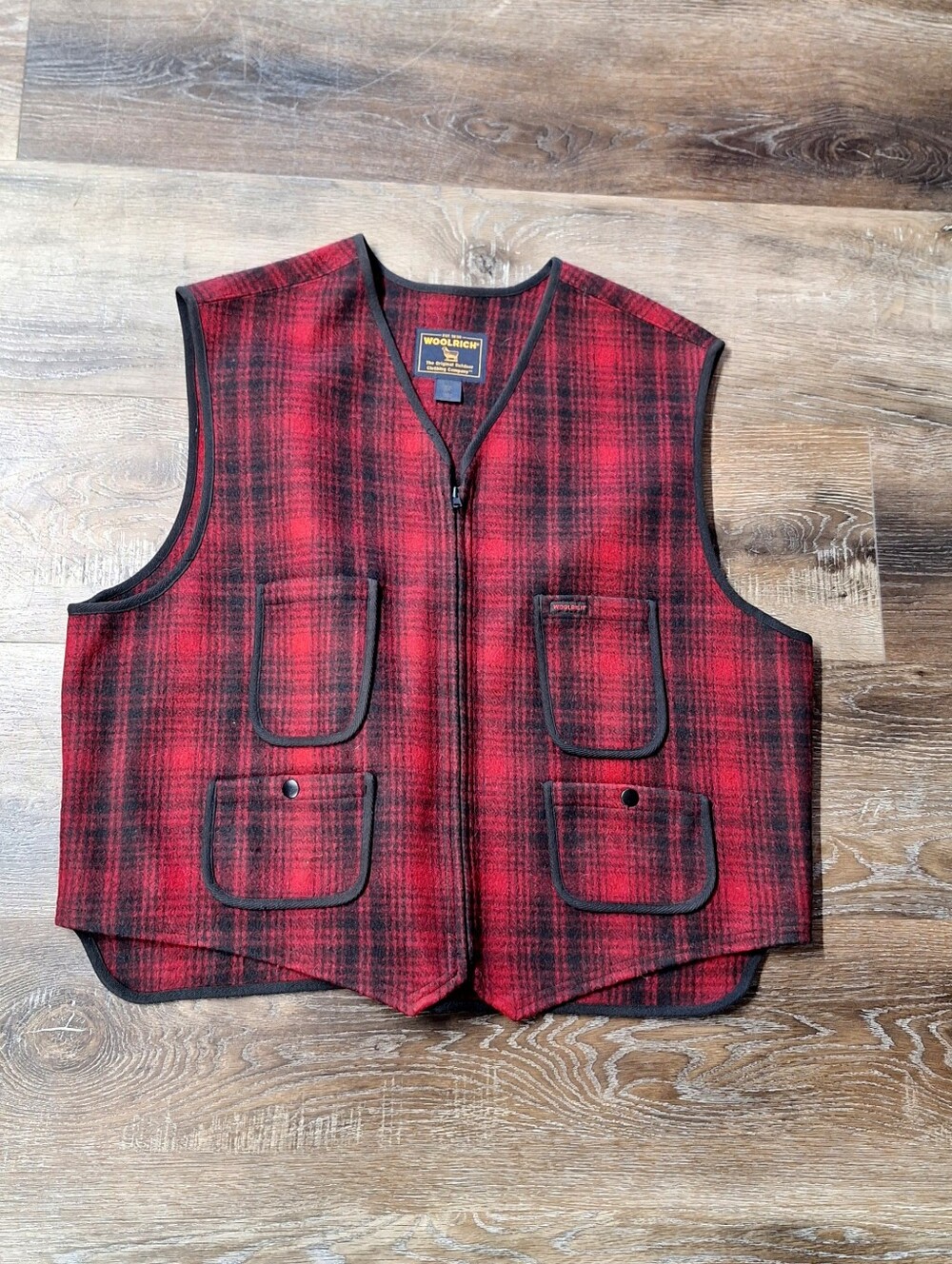 Vintage Woolrich Wool Buffalo Plaid Utility or Railroad Vest, 2XL